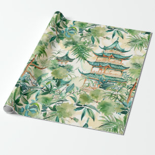 Papier Cadeau Pagode de corail élégante de sauge botanique