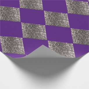 Papier Cadeau Pailleté Argent Métallisé Violet Abstrait Chic
