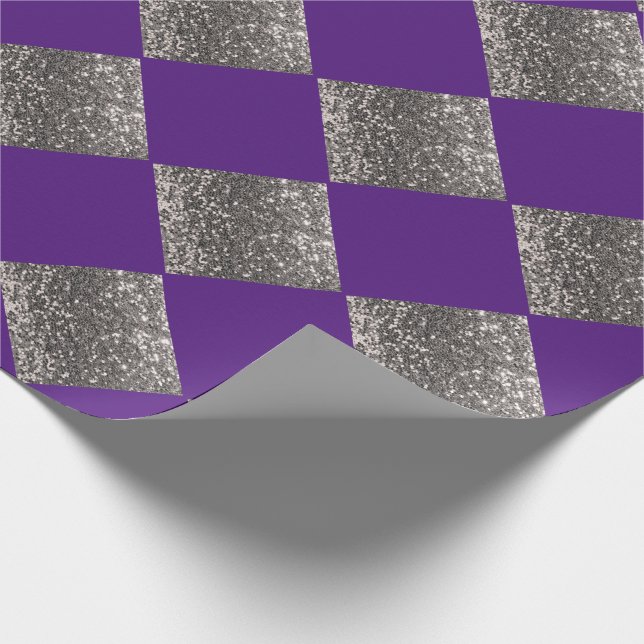 Papier Cadeau Pailleté Argent Violet Métallisé Abstrait Chic (Coin)
