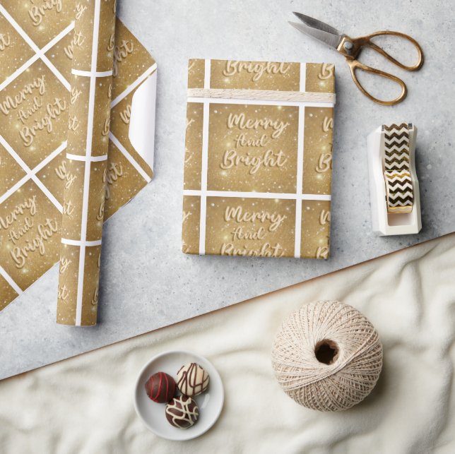 Papier Cadeau Pailleté de Noël or élégant (Artisanat)