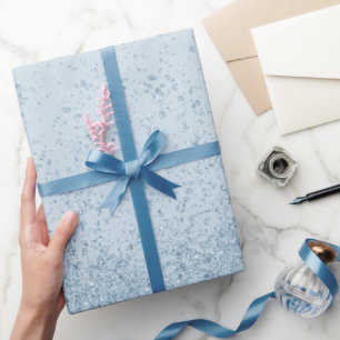 Papier Cadeau Pailleté Faux Bleu Clair 