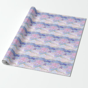 Papier Cadeau Paillettes d'agate tendance bleu rose violet 