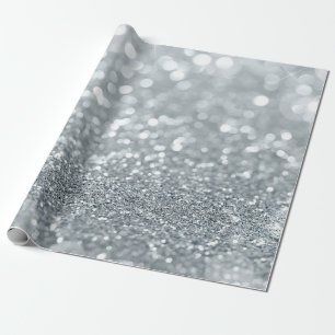 Papier Cadeau Paillettes d'Argent Étincelles de Bokeh Lumineux G
