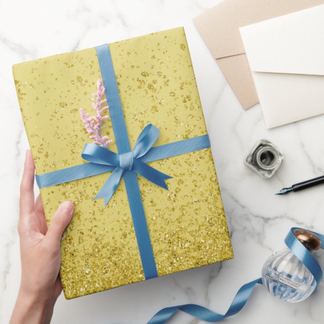 Papier Cadeau Paillettes de Faux Or Sombre  (Cadeaux)