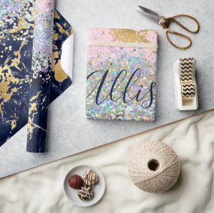 Papier Cadeau Paillettes et marbre personnalisés