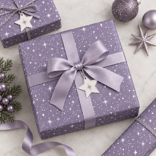 Papier Cadeau Paillettes et motif étoile brillant Dk Violet ID13