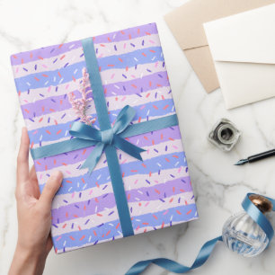 Papier Cadeau Paillettes et rayures violettes fantaisistes