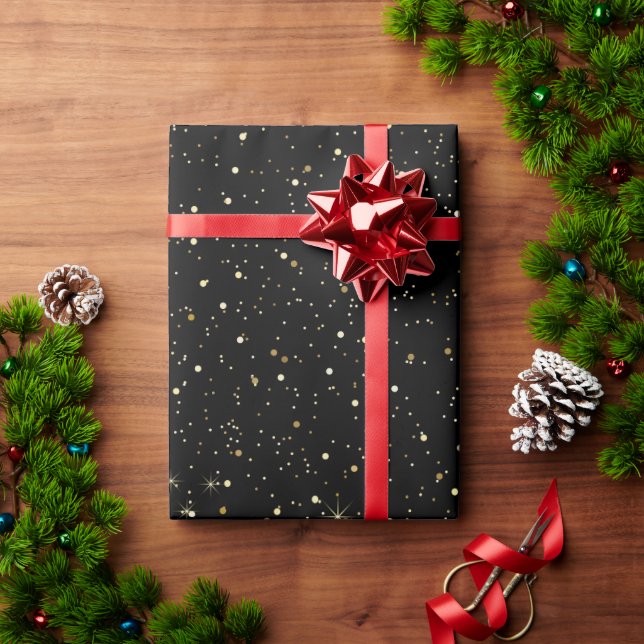 Papier Cadeau Paillettes fausses dorées et scintillements (Cadeau de vacances)