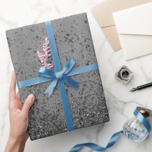 Papier Cadeau Paillettes Faux Noir 