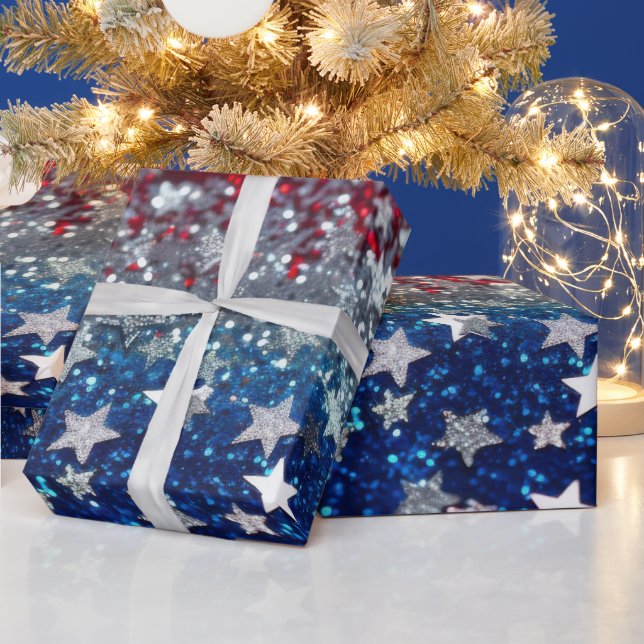 Papier Cadeau Paillettes Patriotiques (Vacances)