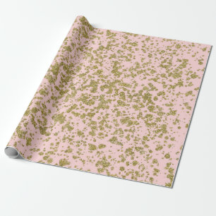 Papier Cadeau Paillettes rose et or Glamour Féminin Moderne Écla
