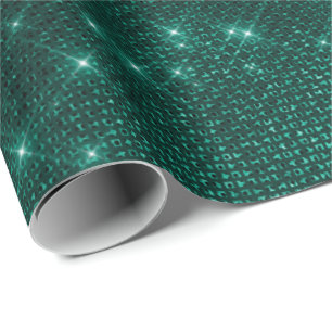 Papier Cadeau Paillettes sarcelle élégantes modernes féminines s