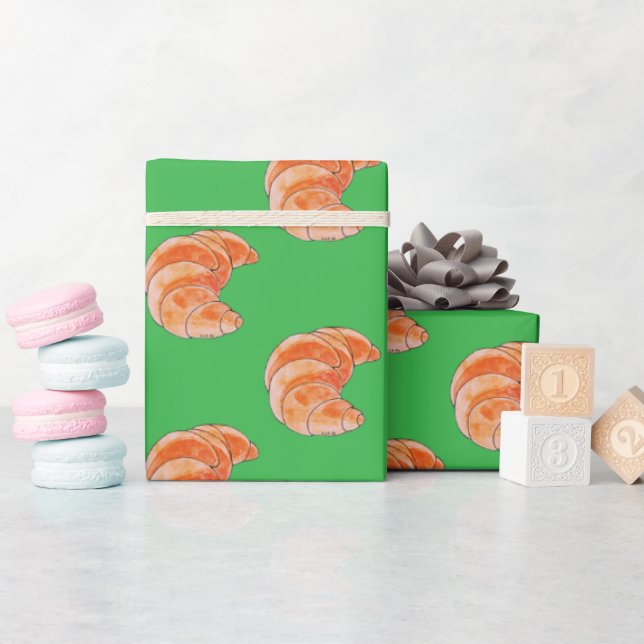 Papier Cadeau pain aux croissants bruns (Baby Shower)