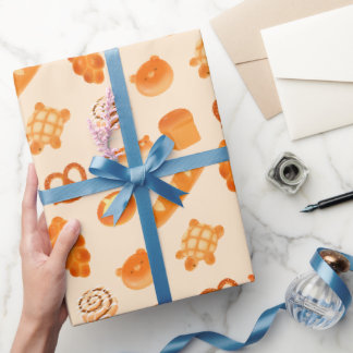 Papier Cadeau Pain de boulangerie varié Fluffy Snack de style ja