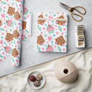Papier Cadeau Pain d'épice de Noël et Cupcakes