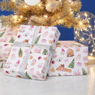 Papier Cadeau Pain d'épice de Noël rose