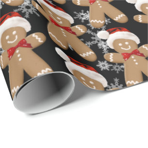 Papier Cadeau Pain D'Épice Homme Et Pneus À Neige Enveloppement