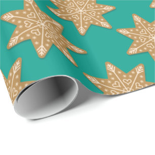 Papier Cadeau Pain d'épice Star Cookies Motif Vert