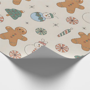 Papier Cadeau Pain d'épices de Noël mignon