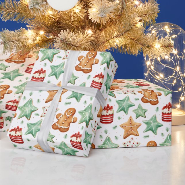 Papier Cadeau Pain d'épices Hommes Cutout Cookies Noël moderne (Vacances)