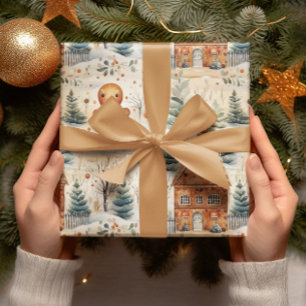 Papier Cadeau Pain d'épices Hommes & Maison Noël neigeux