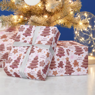 Papier Cadeau Pain d'épices Hommes Noël Arbres de Noël Joyeux No