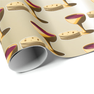 Papier Cadeau Pain et vin sans levain Le Dernier souper Pâques