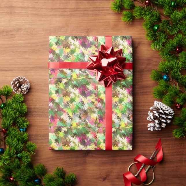 Papier Cadeau Paint Splatter Automne Couleur Feuilles Abstraits (Cadeau de vacances)