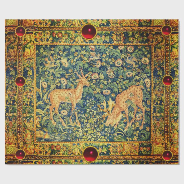 PAPIER CADEAU PAIRE DE CERVEAUX EN DÉVERSEMENT, FLEURS D'IMAGINA (Plat)