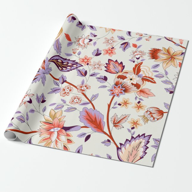 Papier Cadeau Paisley classique et motif de dentelle fine, Pat p (Déroulé)