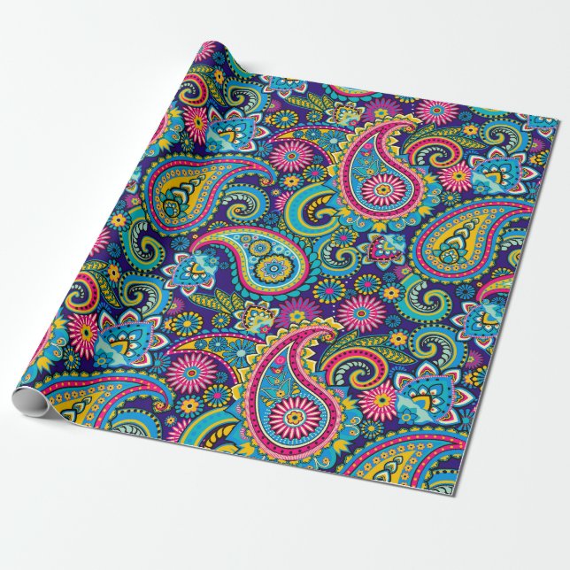 Papier Cadeau Paisley couleur Muti (Déroulé)