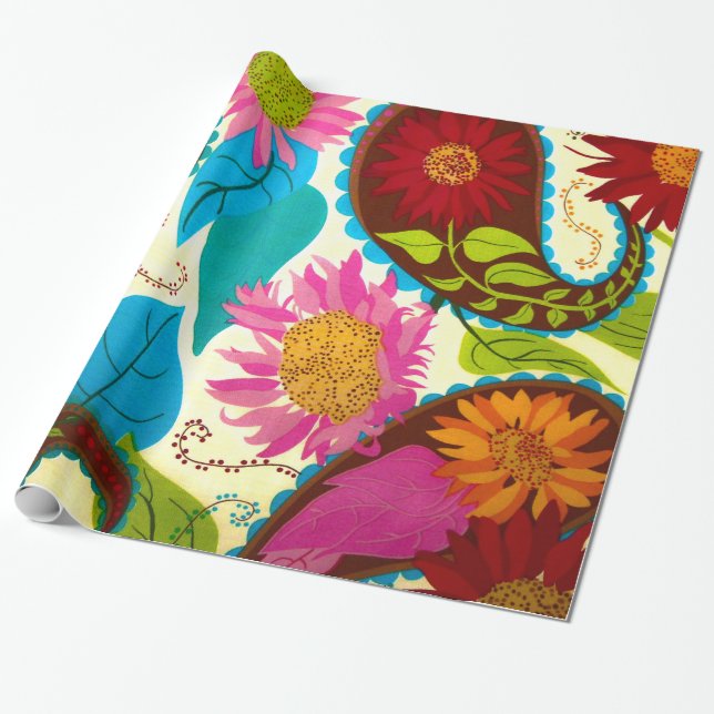 Papier Cadeau Paisley floral (Déroulé)