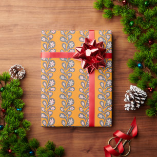 Papier Cadeau Paisley floral indien moutarde jaune WrappingPaper