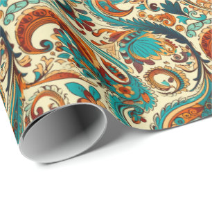 Papier Cadeau Paisley Golden Flower Abstrait Motif 5
