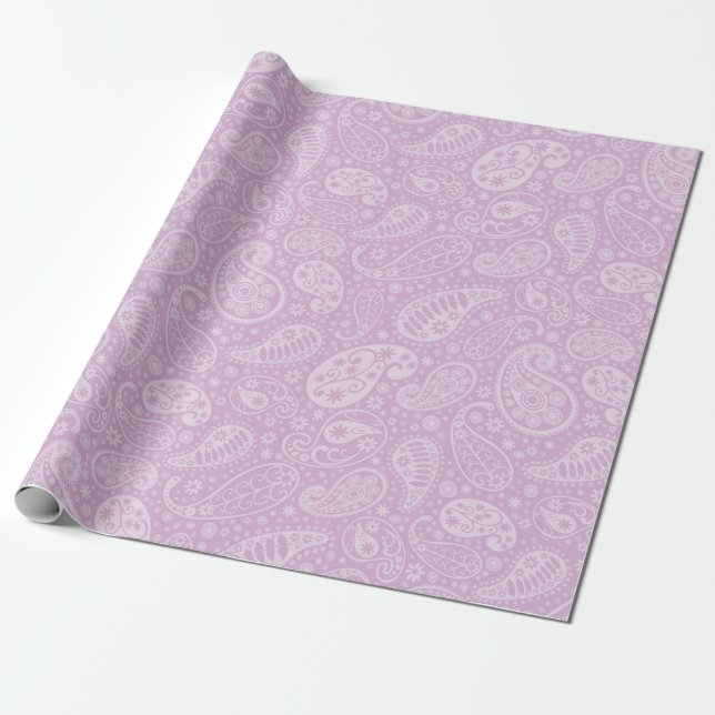 Papier Cadeau Paisley lilas floral (Déroulé)