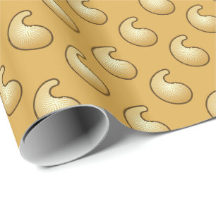 Papier Cadeau Paisley marron caramel et or