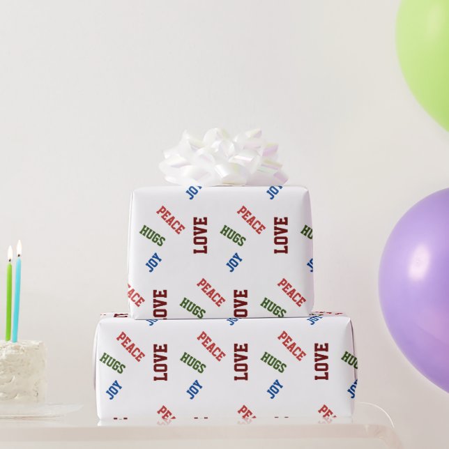 Papier Cadeau Paix colorée Amour & Joie Simple Noël Moderne (Cadeaux de fête)