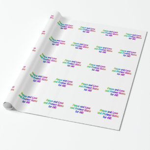 Papier Cadeau Paix et Amour et signes de protestation pour tous
