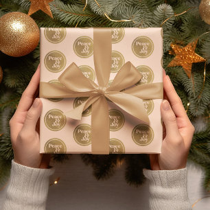 Papier Cadeau Paix et Joie, Pink et Gold Noël