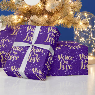 Papier Cadeau Paix Joie Amour avec étoiles