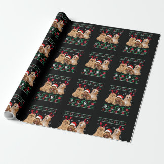 Papier Cadeau Pajama de Noël havanais de rennes de chien