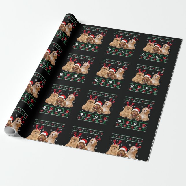 Papier Cadeau Pajama de Noël havanais de rennes de chien (Déroulé)