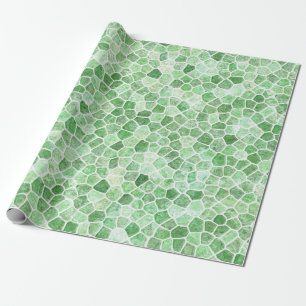 Papier Cadeau Pale Émeraude et Pistache Pavage Patchwork
