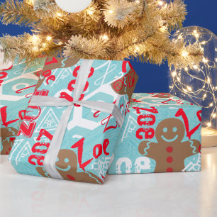 Papier Cadeau Pale Ice Blue pain d'épices personnalisées envelop