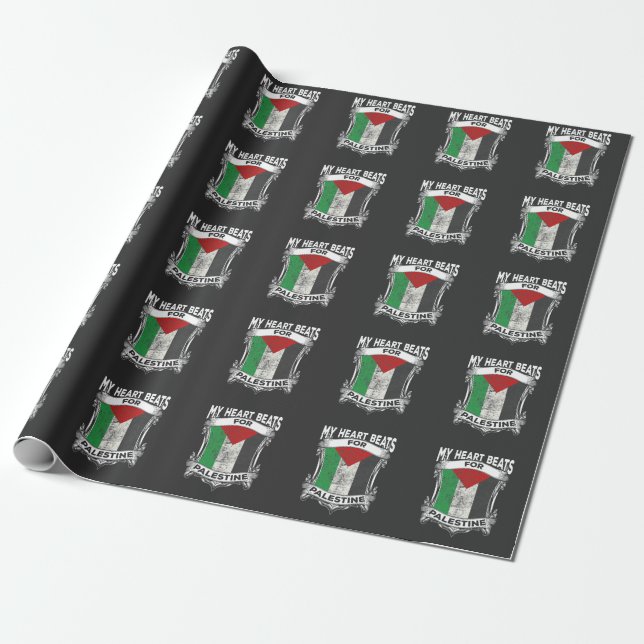 Papier Cadeau Palestine Coeur Gaza Paix racines palestiniennes (Déroulé)