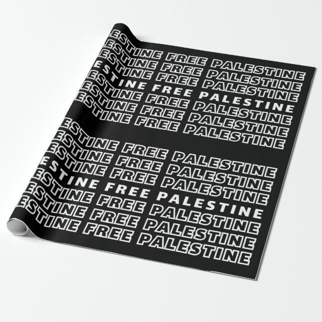 Papier Cadeau PALESTINE GRATUITE Répéter typographie de texte Co (Déroulé)