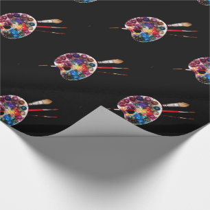 PAPIER CADEAU PALETTE DE COULEUR ARTISTE ET BROUILLES