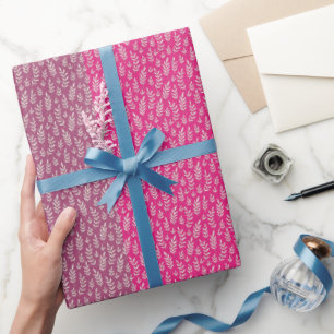 PAPIER CADEAU PALETTE DE COULEUR ROSE JOLIE MOTIF DE FEUILLES BO