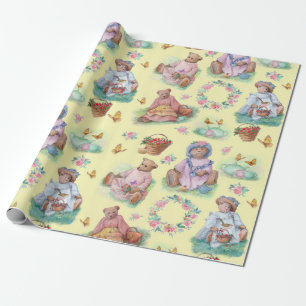 Papier Cadeau Palette Thème Thé à la Peluche Vintage 