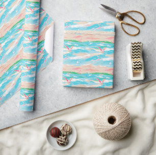 Papier Cadeau Palm Beach Tropical Beach Seaguls